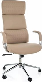 Scaun birou Q-03, bej, piele ecologică, 64x48x119 cm