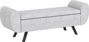 HOMCOM Bancă cu Spațiu de Depozitare cu Cotiere din Țesătură și Lemn 132x42x50 cm Gri | Aosom Romania