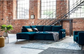 Colțar turcoaz extensibil cu tapițerie din catifea (cu colț pe partea stângă ) Lofty Lilly – Miuform