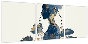 Tablou - Profil de femeie din marmură (cu ceas) (90x30 cm)