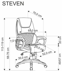 Scaun de birou Steven negru/gri H119 cm