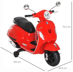 HOMCOM Motocicletă Electrică pentru Copii, 6V cu Muzică, Lumini și Sunete, 102x50,5x75,5 cm, Roșu | Aosom Romania