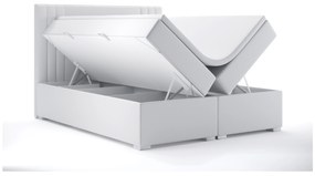 Pat matrimonial Boxspring 180 cm Morcano (alb piele ecologică) (cu sp. depozitare). 1044270