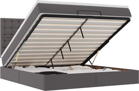vidaXL Cadru de pat otoman cu saltea gri 160x200cm piele artificială