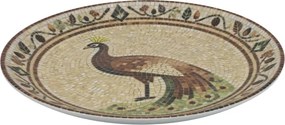 Tavă pentru servire din ceramică cu model mozaic și motiv păun, H2,8/D26,5 cm, bej &amp; mocca, „Chartres”