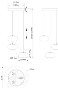 Lustră LED pe cablu Globo 15744-3HN QUINTARA 3xLED/6W/230V