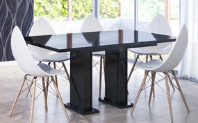 Masă lemn masiv Dining extensibilă Illumina Crest 120/160x80 cm Negru