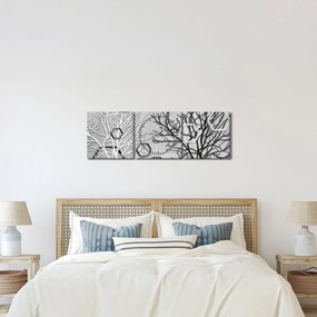Tablou abstract cu pomi (cu ceas) (90x30 cm)