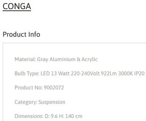 Pendul LED stil minimalist CONGA gri