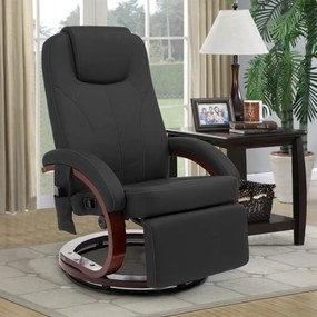 Fotoliu de masaj relaxant, reglabil, cu funcție de încălzire VINTAGE - negru