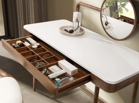 Masa machiaj design LUX White-Walnut