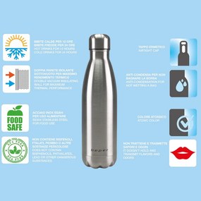 Resigilat: Termos Beper BI.505, 500 ml, Pereti dubli, Fara BPA, Otel inoxidabil, Inox
