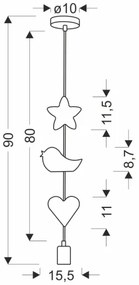 Lustră pentru copii cu cablu TRIO 1xE27/20W/230V roz/alb