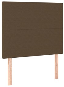 Pat box spring cu saltea, maro inchis, 100x200 cm, textil Maro inchis, 100 x 200 cm, Design simplu