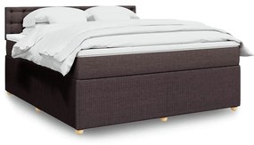 vidaXL Pat continental cu saltea maro închis 180x200cm material textil