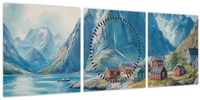 Tablou - Sat norvegian (cu ceas) (90x30 cm)