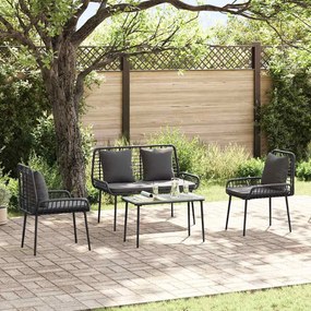 vidaXL Set de masă pentru grădină 3 pcs Negru și antracit