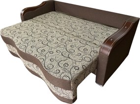 Canapea DIANA extensibila, 3 locuri, cu lada de depozitare, stofa gri cu negru , 220x100x80 Maro + Crem