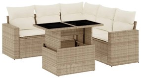 3267268 vidaXL Set canapele de grădină cu perne, 6 piese, bej, poliratan