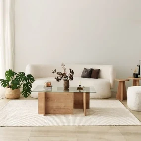 Masa de cafea cu sticla si raft 105 X 40 X 65 Escape - Sapphire Oak