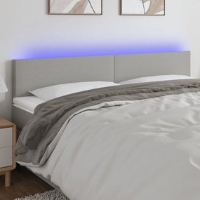 3121338 vidaXL Tăblie de pat cu LED, gri deschis, 160x5x78/88 cm, textil