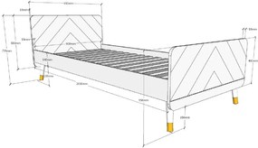Set Pat Single, Noptieră și Birou pentru Copii, 3 Piese, 90x200 cm, Alb Satinat (Pin Masiv și MDF) – Billy – Vipack