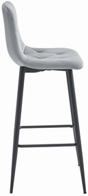 Scaun de bar gri NADO VELVET cu picioare negre