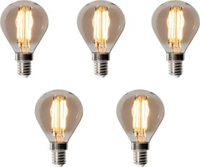 Set de 5 becuri LED E14 dimabile P45 Fumuriu 5W 470LM 2200K