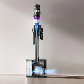 Aspirator vertical 2in1 Eureka NEC490, 350 W, Afisaj LED si lumina, Single Cyclone, 60 min, Statie de golire automata si incarcare, Negru