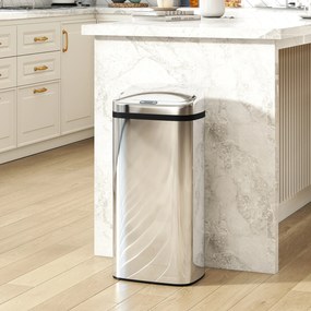 HOMCOM Cos de gunoi cu senzor 50L inox elegant | Aosom Romania