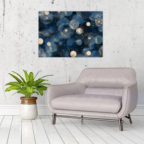 Tablou pe sticlă - Inele Albastru-Aurii (70x50 cm)