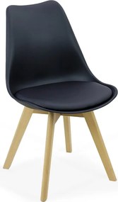 Scaun dining Yara, negru, piele ecologica