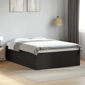 3280945 vidaXL Cadru de pat, negru ,135x190 cm, lemn prelucrat