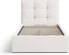 Pat crem tapițat cu spațiu de depozitare cu somieră 90x200 cm Phaedra – Micadoni