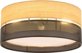Plafonieră NICOL 4xE27/15W/230V Ø 50 cm furnir/negru