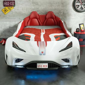 Pat masina GTE-alb, colectia Champion Racer 100x190 cm