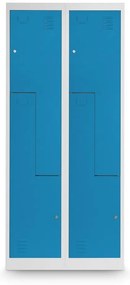 Dulap metalic Z, 80 x 50 x 180 cm, încuietoare cu cilindru, albastru - RAL 5012