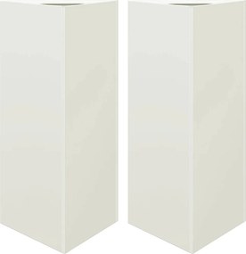 vidaXL Jardiniere grădină, 2 buc., alb, 40x34,5x70 cm, oțel, triunghi