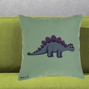 Perna Personalizata Stegozaur Mov, 40x40 cm, Verde, Husa Detasabila, Perna Inclusa, BEKZ®