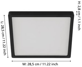 Eglo 900588 - Plafonieră LED dimerizabilă FUEVA LED/20,5W/230V neagră