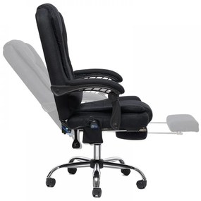 RESIGILAT- Scaun directorial cu Masaj, functie sezlong, suport picioare, SIB 075M, material textil, Negru