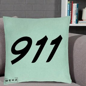 Perna Personalizata 911 Bold, 40x40 cm, Verde Menta, Husa Detasabila, Perna Inclusa, BEKZ®