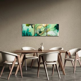 Tablou - Abstractizare verde (cu ceas) (90x30 cm)