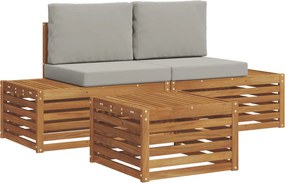 vidaXL Set de canapele de exterior 3 Bucată Gri natural și deschis