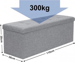 Bancheta cu spatiu depozitare, textil / MDF, gri, Songmics, LSF77G