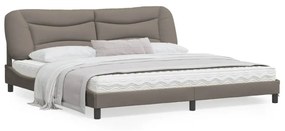 3207797 vidaXL Cadru de pat cu tăblie, gri taupe, 200x200 cm, textil