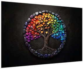 Tablou – Arbore plin de inimi colorate (90x60 cm)