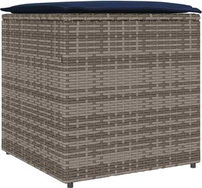 vidaXL Cutie pentru perne cu depozitare Gri 50 x 50 x 50 cm poliratan