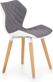 Scaun sufragerie K277, gri/alb/stejar, stofa clasica/lemn, 48x51x76 cm