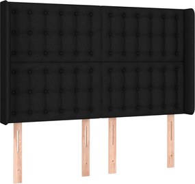 vidaXL Tăblie de pat cu aripioare, negru, 147x16x118/128 cm, textil